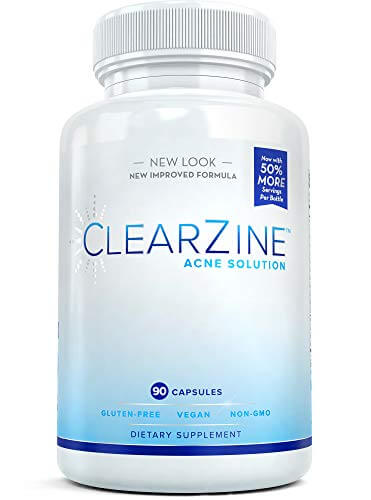 ClearZine Acne Pills for Teens & Adults | Clear Skin Supplement, Vitamins for Hormonal & Cystic Acne | Stop Breakouts, Oily Skin and Zits, 90 Caps