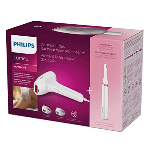 Philips Lumea Advanced IPL SC1998/00 Hair removal device for Body, Face and Bikini - same as SC1999/00 Corded with US adapter plug - Worldwide