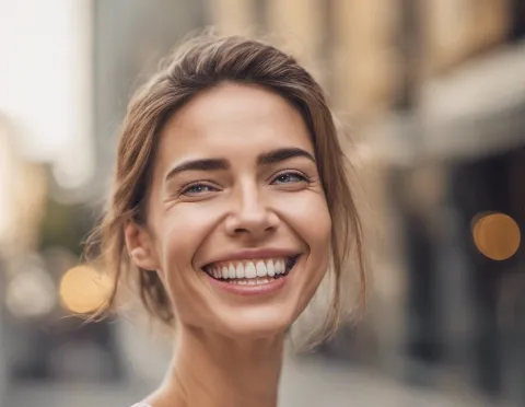 woman in her 30s smiling