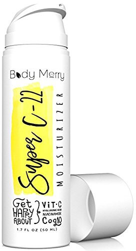 Body Merry Face Moisturizer Cream - Anti-Aging Lotion for Wrinkles, Lines, Acne & Dark Spots w 22% Vitamin C, Hyaluronic Acid, Niacinamide, CoQ10