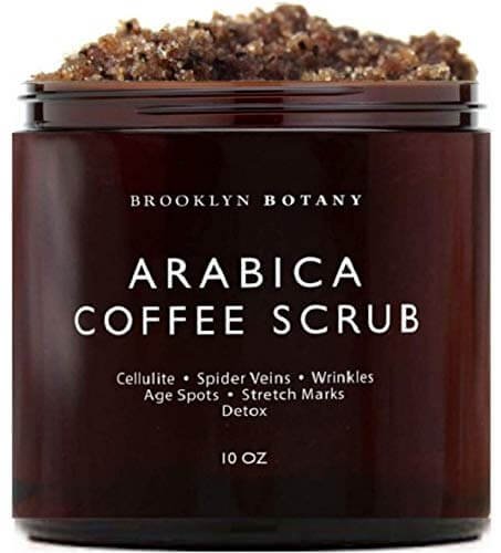 Brooklyn Botany Coffee Body Scrub and Face Scrub - 100% Natural Anti Cellulite Body Scrub & Stretch Mark Remover - Moisturizing Scrub For Eczema - Exfoliating Body Scrub For Women & Men - 10 oz